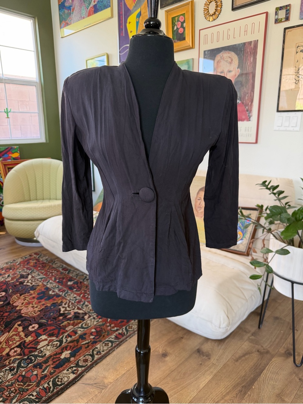 Vintage 90s Wet Seal Black Single-Button Tailored Lightweight Minimalist Blazer